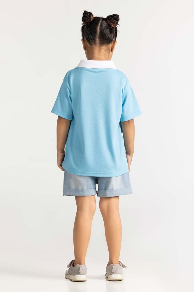 Toddler Girl Light Bllue Printed Tee TG-TS-SS24-028