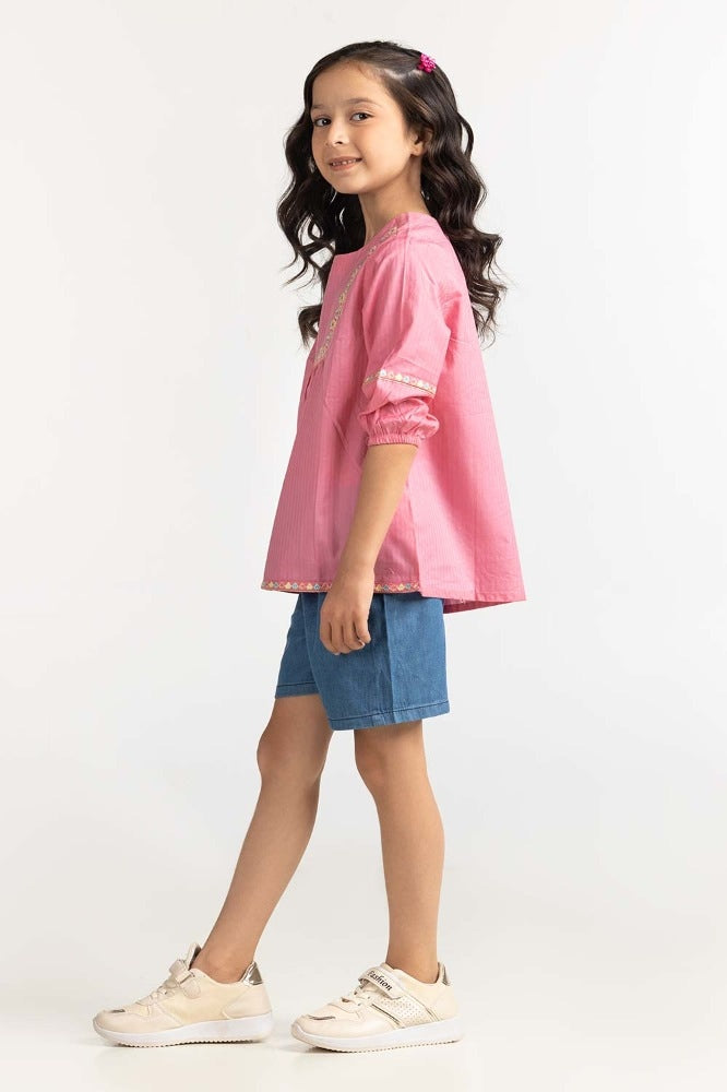 Toddler Girl Magenta Basic Blouse 231-617-029