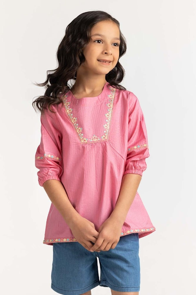 Toddler Girl Magenta Basic Blouse 231-617-029