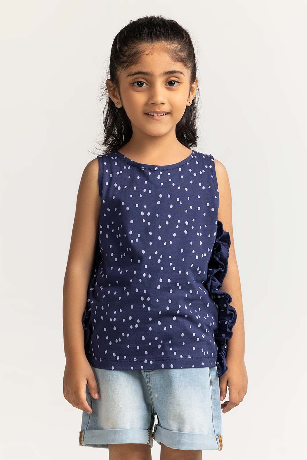 Toddler Girl Navy Blue Printed Tee TG-TS-SS24-024