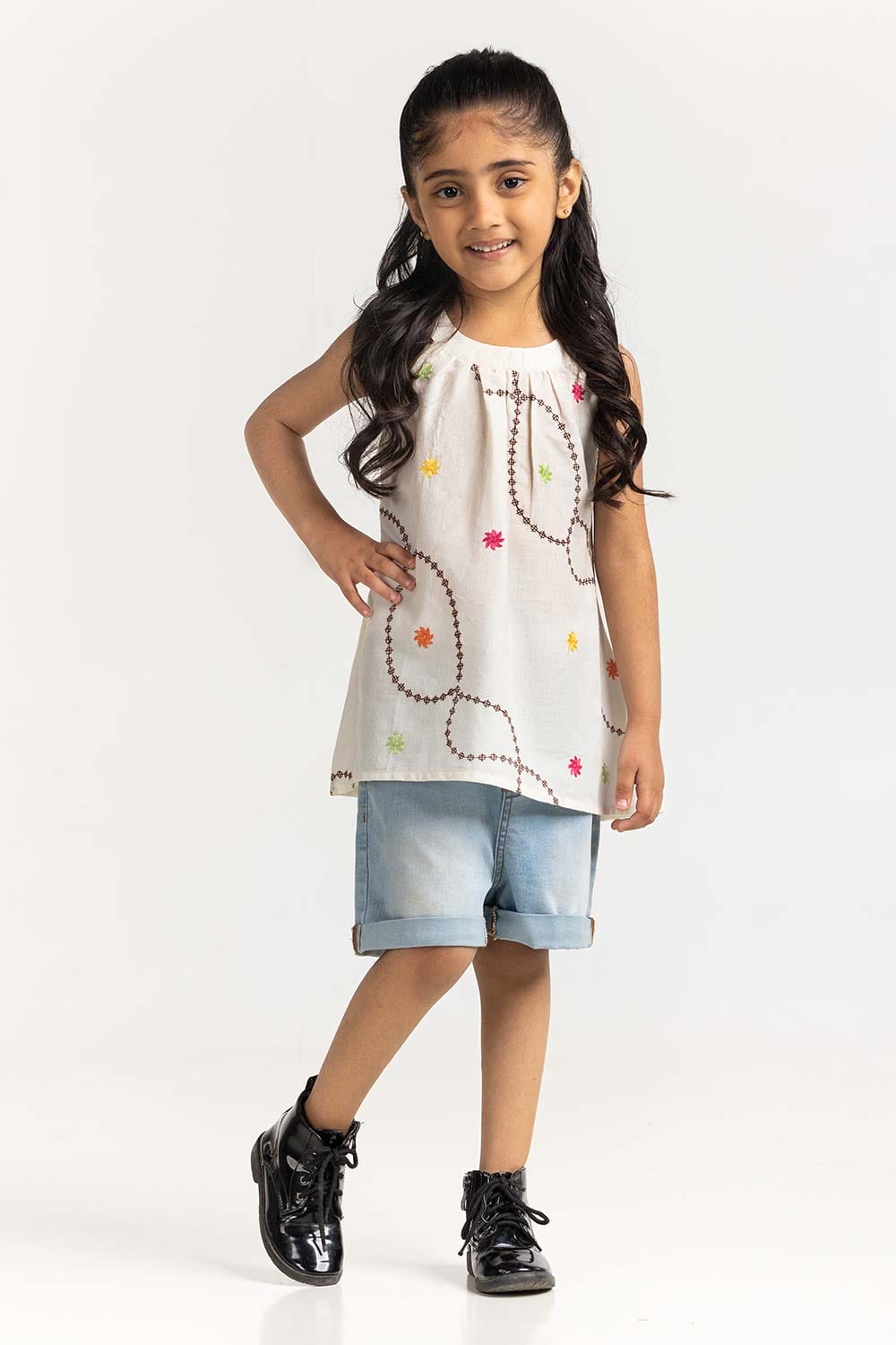 Toddler Girl Off White Basic Blouse TG-BLS-SS24-001