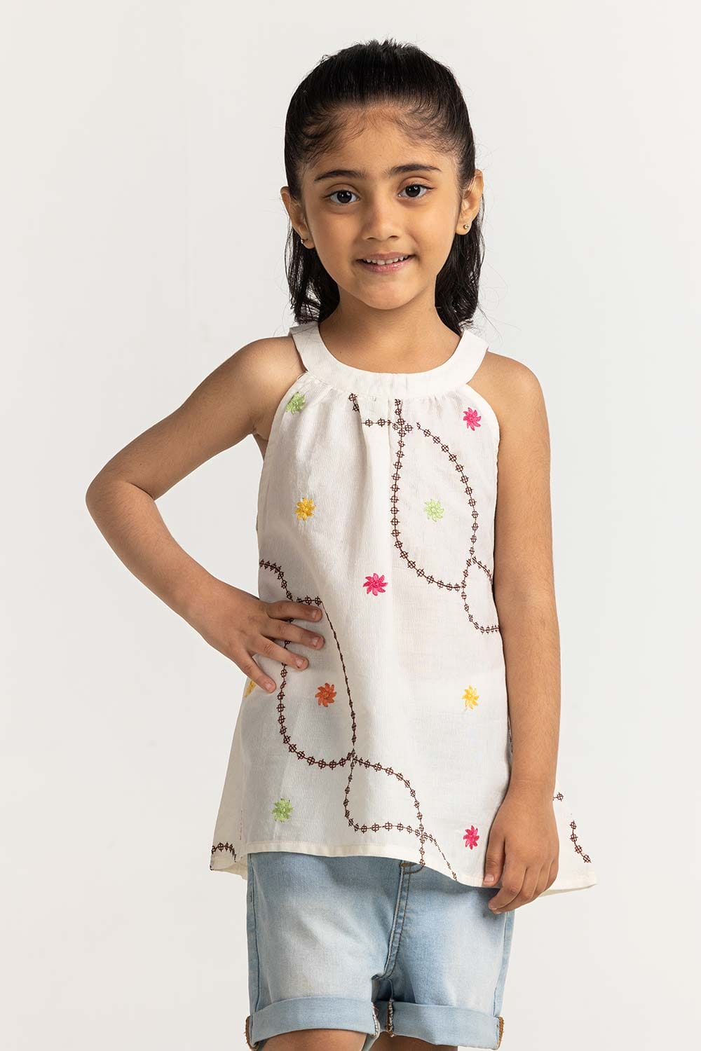 Toddler Girl Off White Basic Blouse TG-BLS-SS24-001