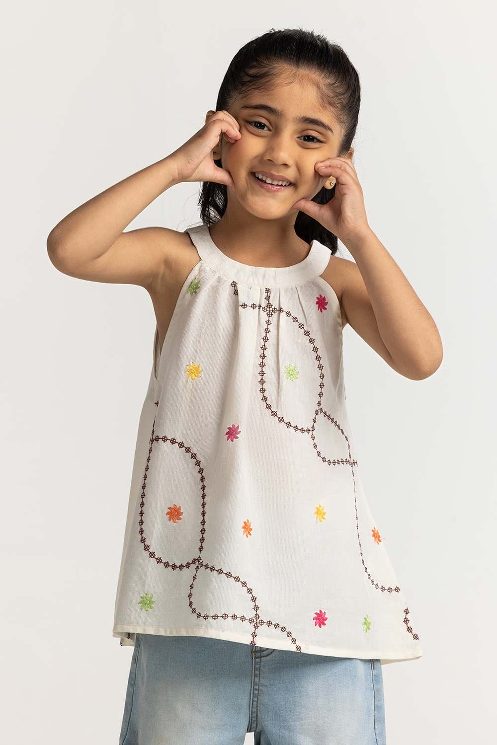 Toddler Girl Off White Basic Blouse TG-BLS-SS24-001