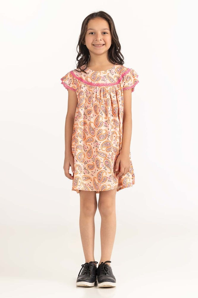 Toddler Girl Peach Dress 231-614-206