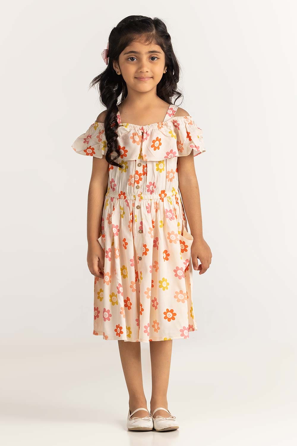 Toddler Girl Peach Dress TG-DRS-SS24-022
