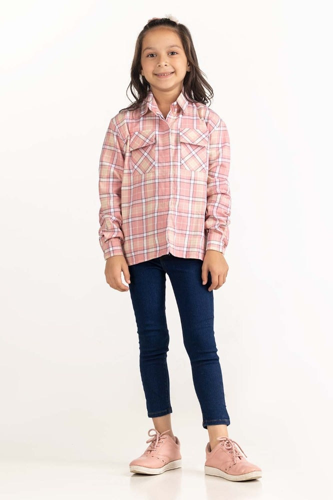 Toddler Girl Pink and White Casual Shirt 224-617-006