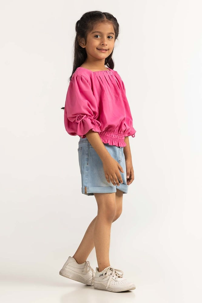 Toddler Girl Pink Basic Top TG-DRS-SS24-028