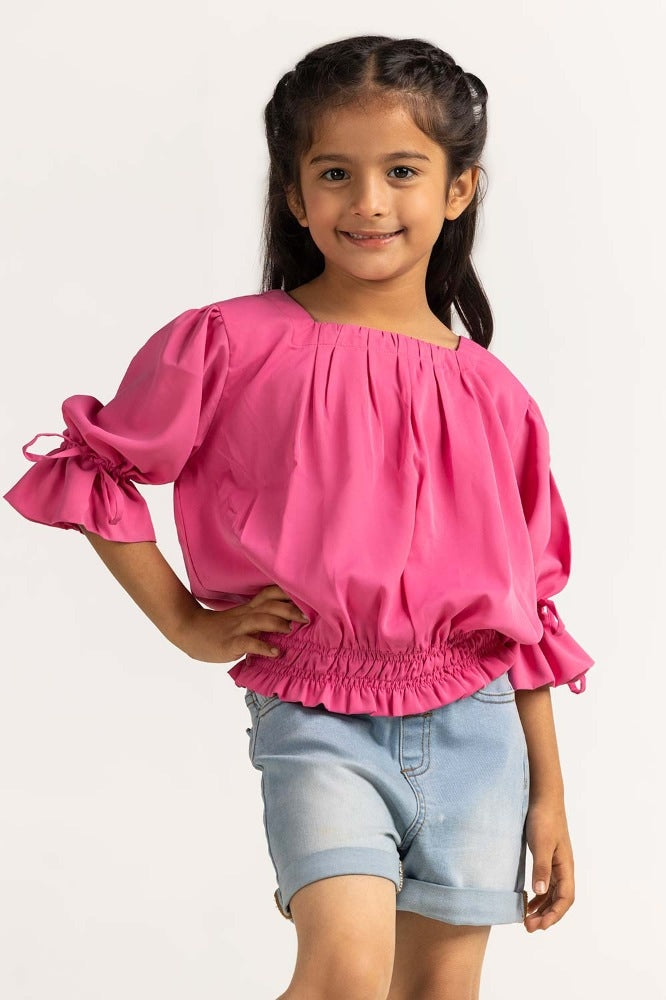 Toddler Girl Pink Basic Top TG-DRS-SS24-028