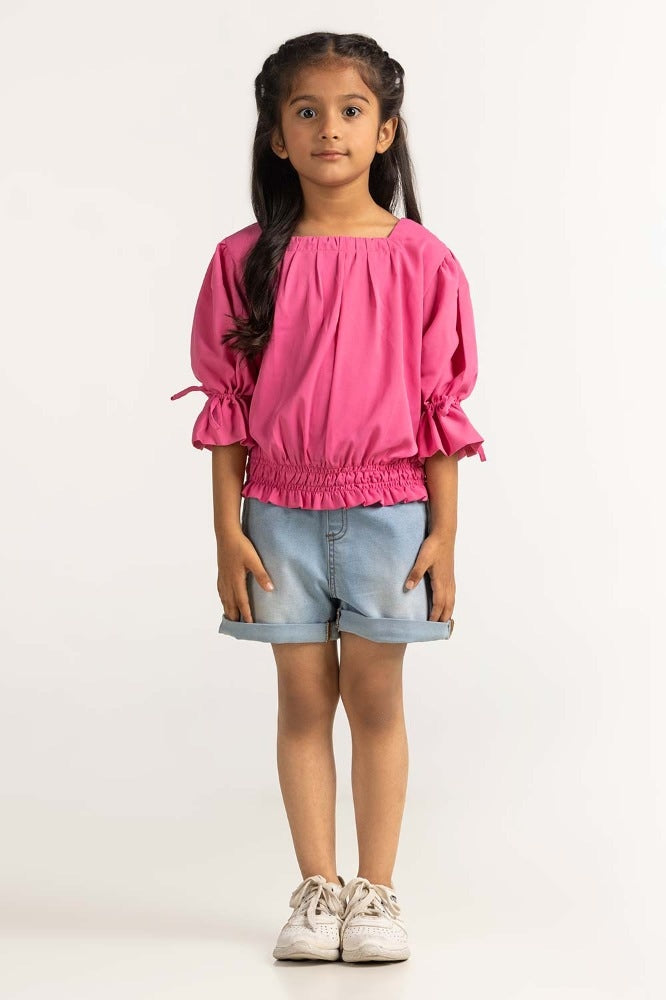 Toddler Girl Pink Basic Top TG-DRS-SS24-028