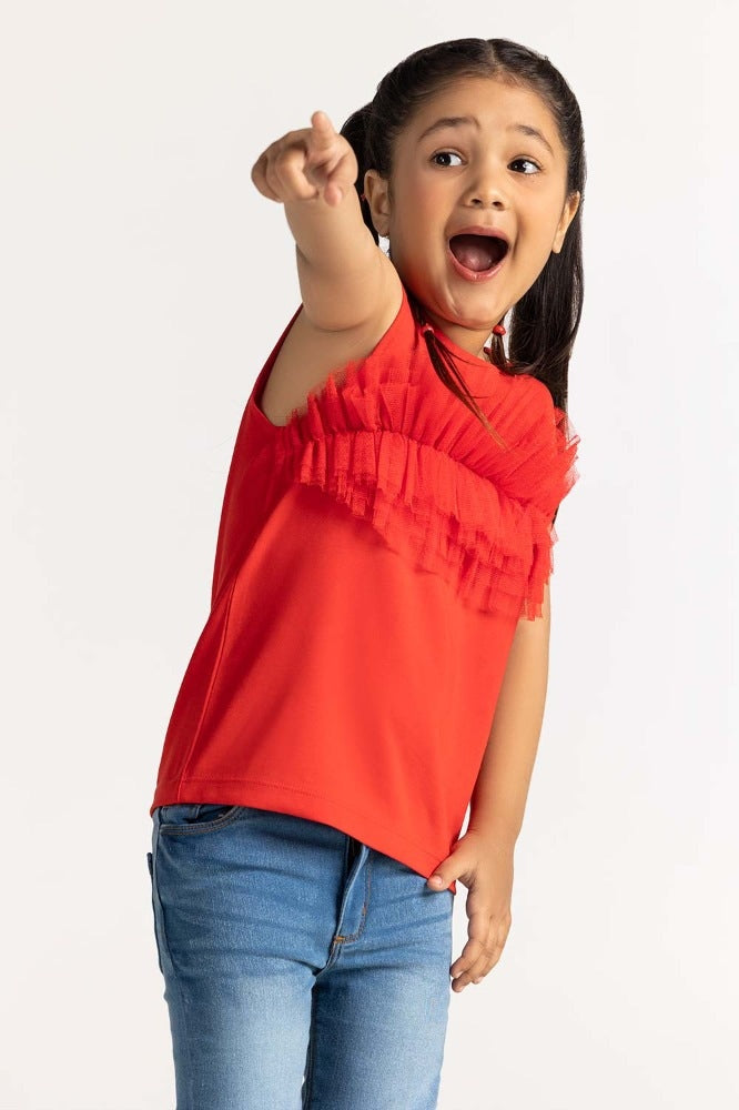 Toddler Girl Red Printed Tee TG-TS-SS24-004