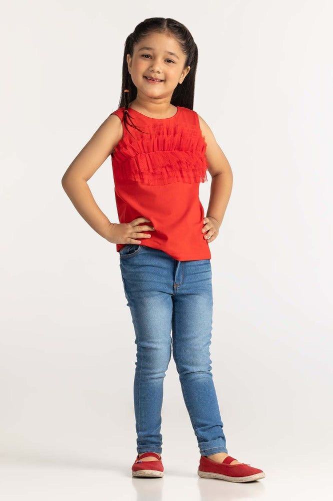 Toddler Girl Red Printed Tee TG-TS-SS24-004