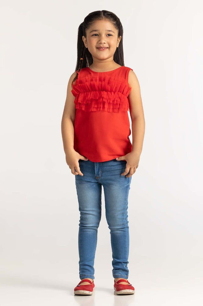 Toddler Girl Red Printed Tee TG-TS-SS24-004