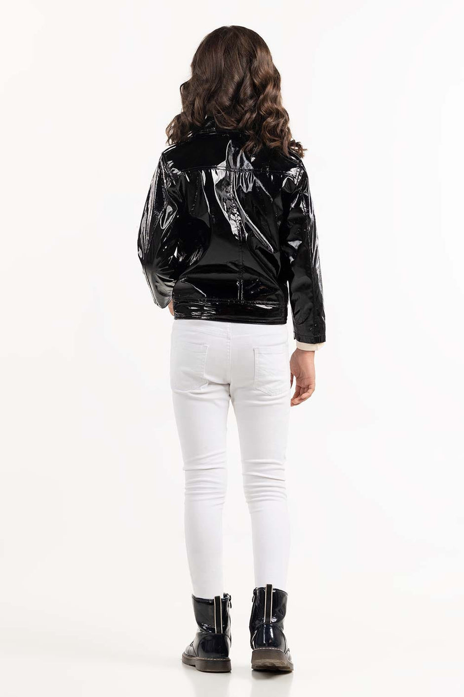 Toddler Girl Shiny Black Jacket 224-410-005