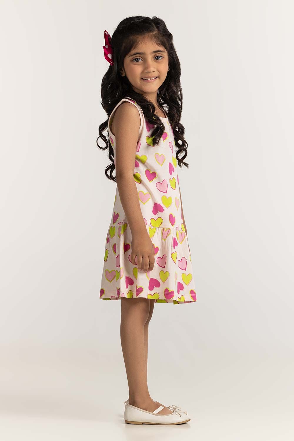 Toddler Girl White Printed Dress TG-DRS-SS24-403