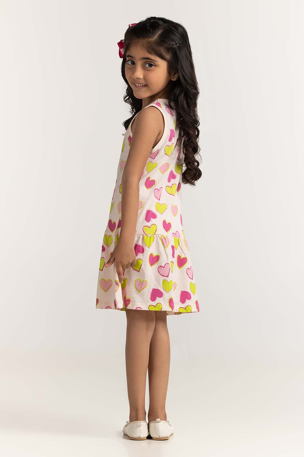 Toddler Girl White Printed Dress TG-DRS-SS24-403