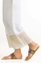 Off White Dyed Raw Silk Embroidered Trousers TR-21-115