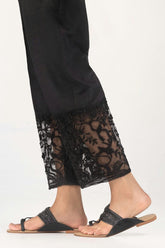 Black Embroicered Indian Raw Silk Trousers TR-21-117