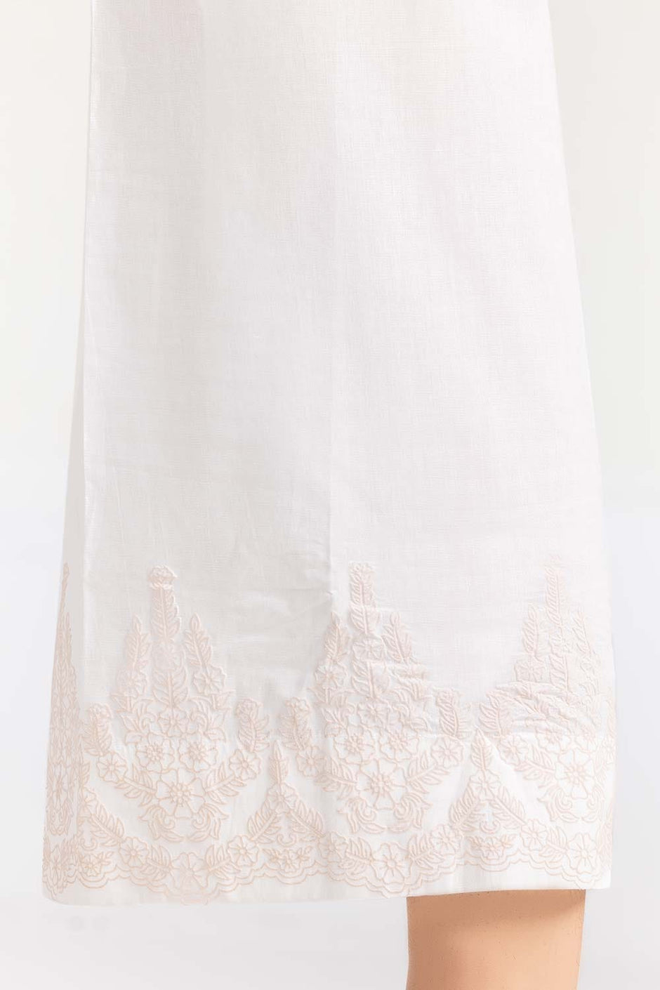 White Screen Printed Raw Silk Trousers