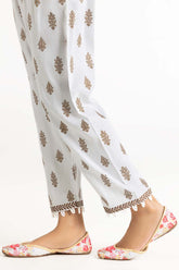 Off White Raw Silk Screen Printed Trousers TR-22-133