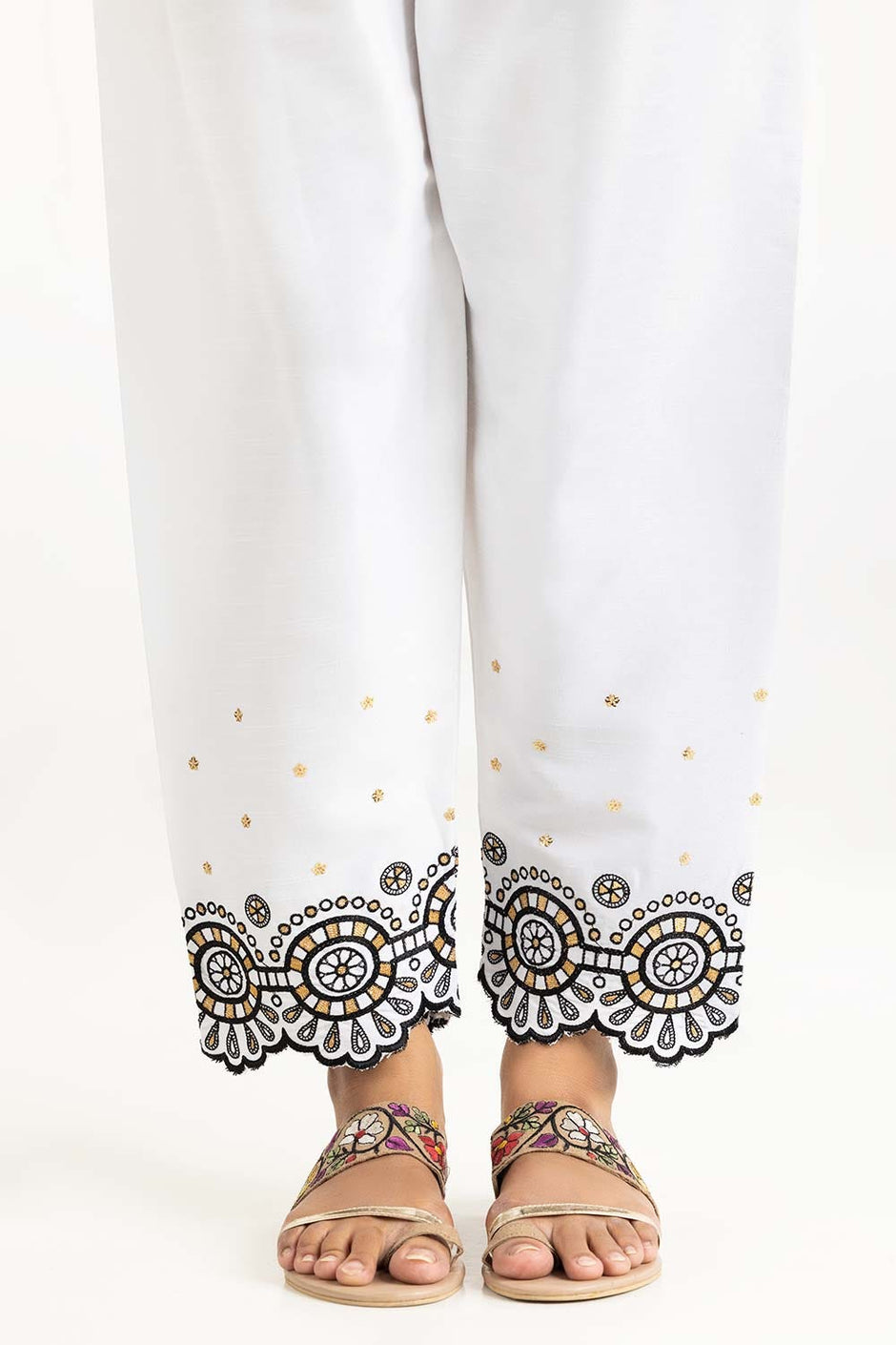 Off-White Rawsilk Embroidered Trousers