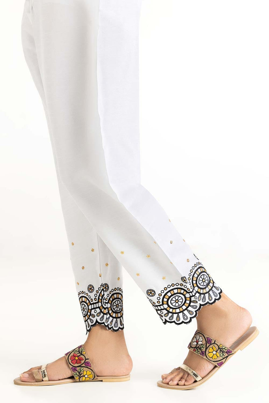 Off-White Rawsilk Embroidered Trousers