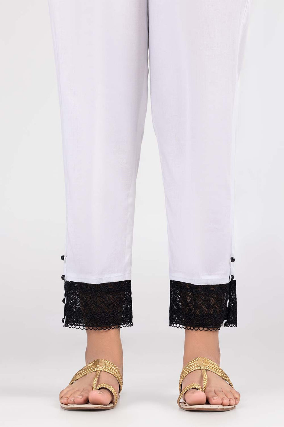 Off White Cambric Fashion Trousers