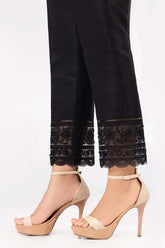 Black Raw Silk Embroidered Trousers TR-22-27