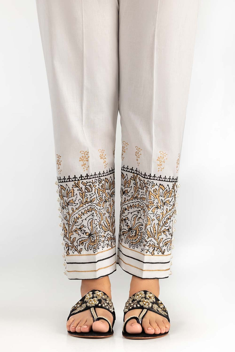 Off-White Screen Printed Cambric Trousers