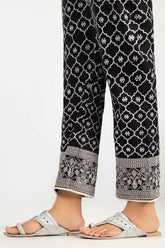 Black Screen Printed Embroidered Trousers TR-22-71