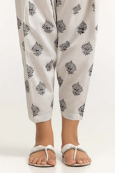 Off-White Dyed Cambric Screen Print Shalwar TR-24-08