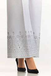 White Rawsilk Block Printed Trouser TR-24-21