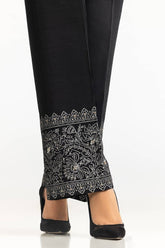 Black Rawsilk Block Printed Trouser TR-24-23