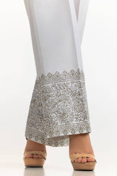 White Rawsilk Block Printed Trouser TR-24-23