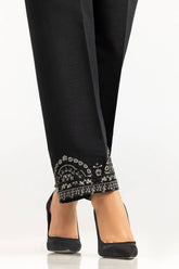 Black Rawsilk Embroidered Trouser TR-24-24