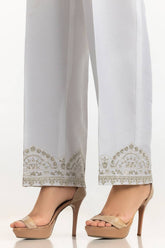White Rawsilk Embroidered Trouser TR-24-24