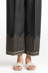 Black Rawsilk Embroidered Trouser TR-24-26