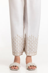White Rawsilk Embroidered Trouser TR-24-26