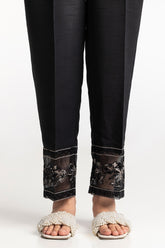 Black Rawsilk Embroidered Trouser TR-24-28