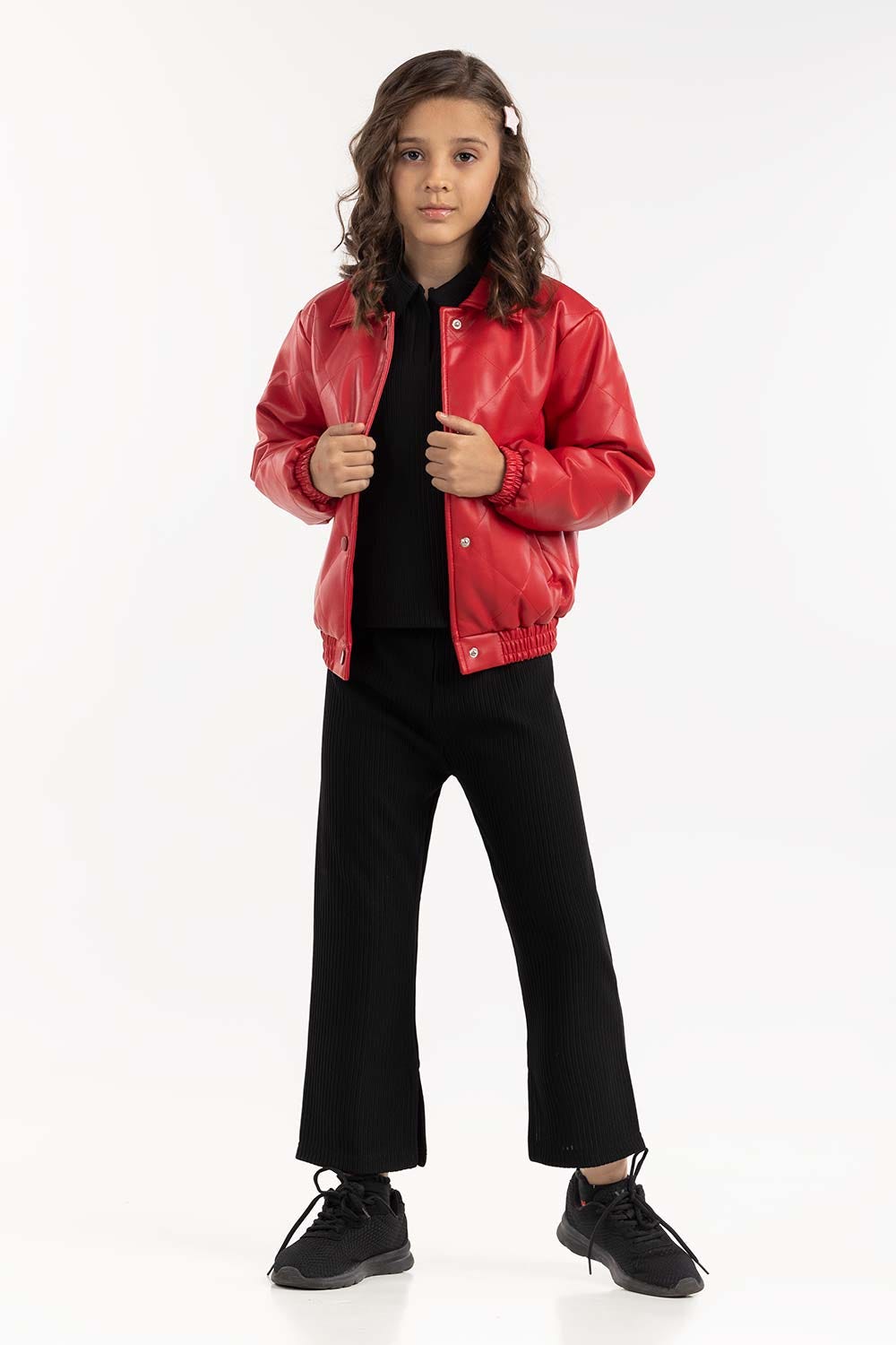 Junior Girl Red Poly Jacket 224-410-056