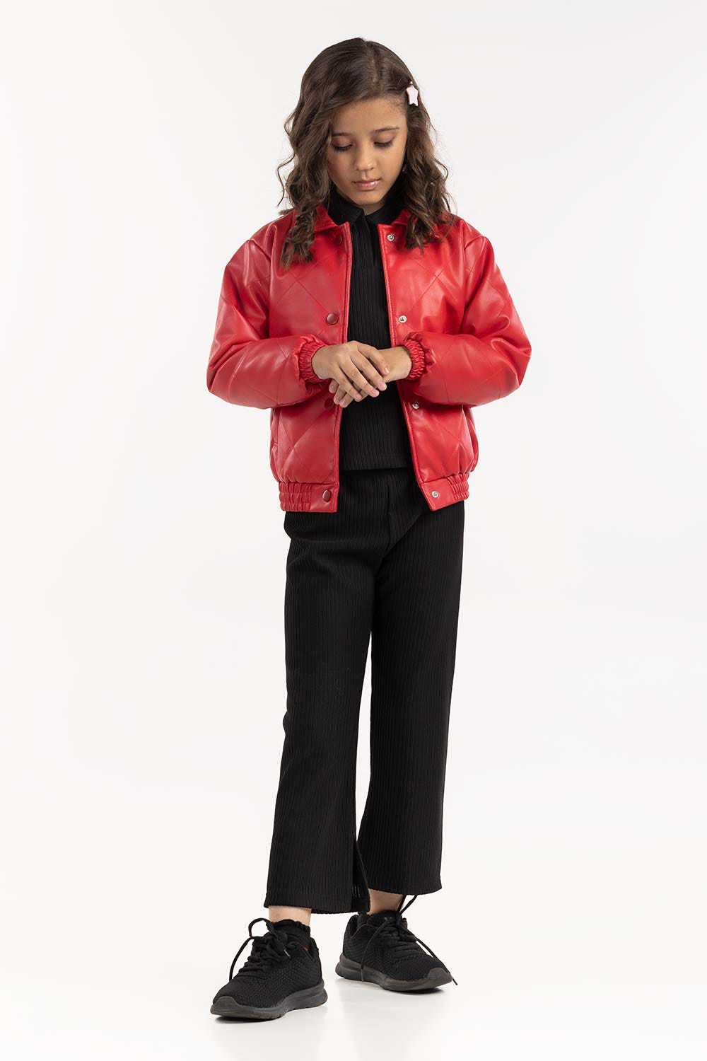 Junior Girl Red Poly Jacket 224-410-056