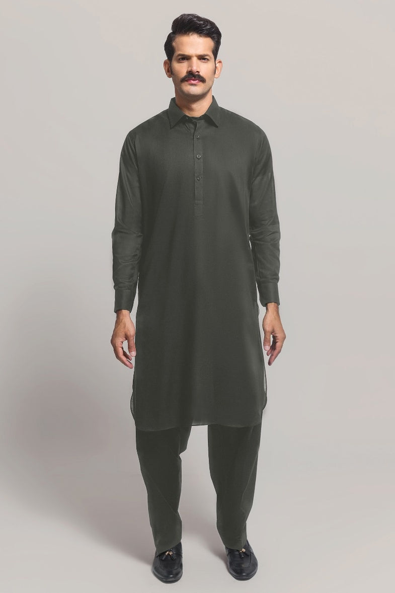 Dark Grey Unstitched Fabric GUL RUBIA LAWN