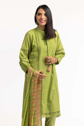 Dobby Dyed Shirt And Trouser With Embroidered Dupatta WGK-DBS-DE-2191