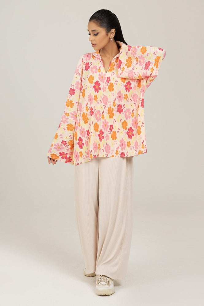 Knitted Blended Print Shirt