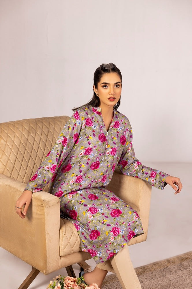 Slub Viscose Printed Shirt