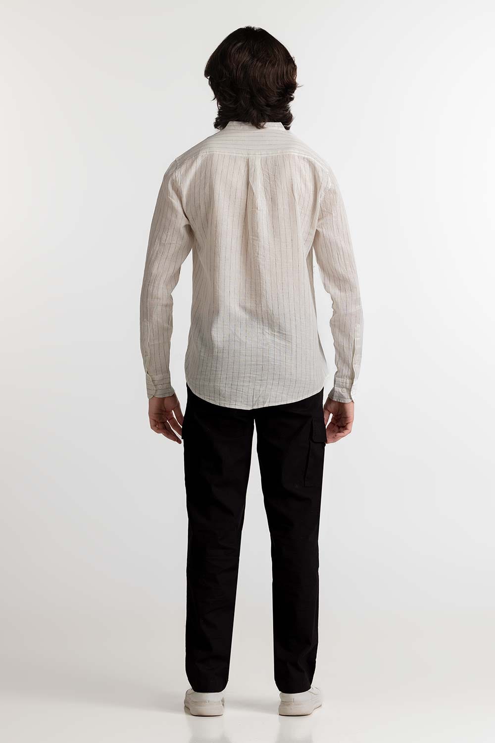 White Black Stripe Casual Shirt MN-CS-SS24-006