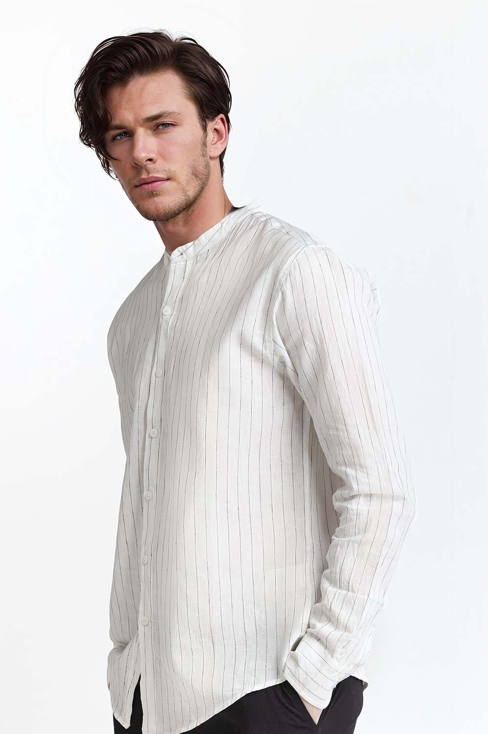 White Black Stripe Casual Shirt MN-CS-SS24-006
