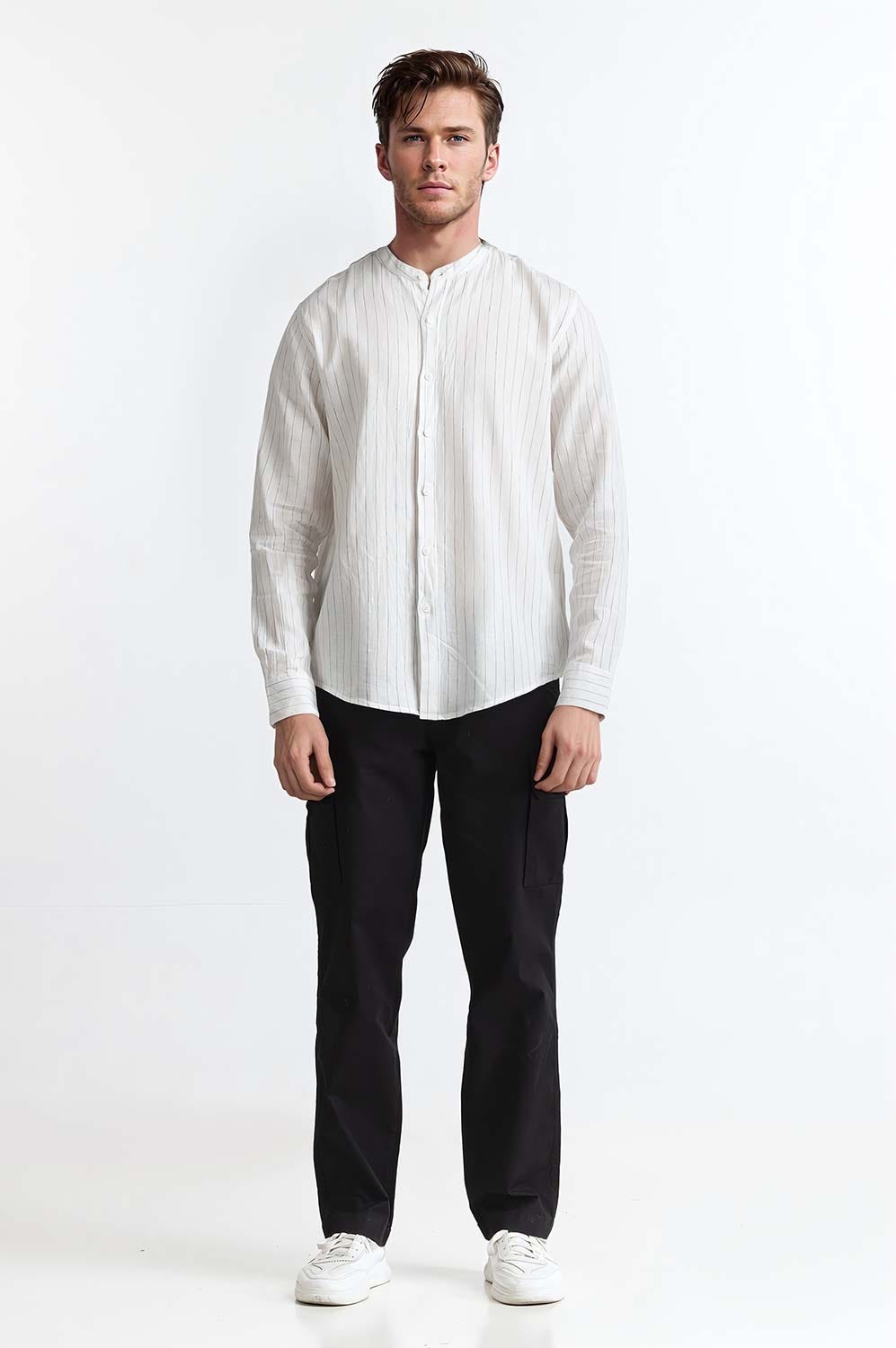 White Black Stripe Casual Shirt MN-CS-SS24-006