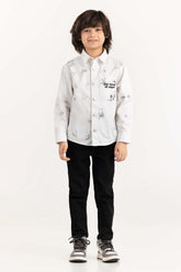 Junior Boy White Button Down Shirt 224-317-007