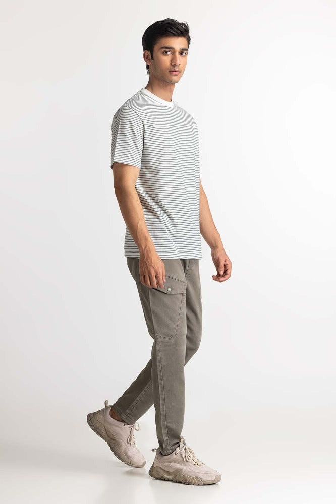 White Green Breton Striped Tee Tee TS-CNSJ24-097