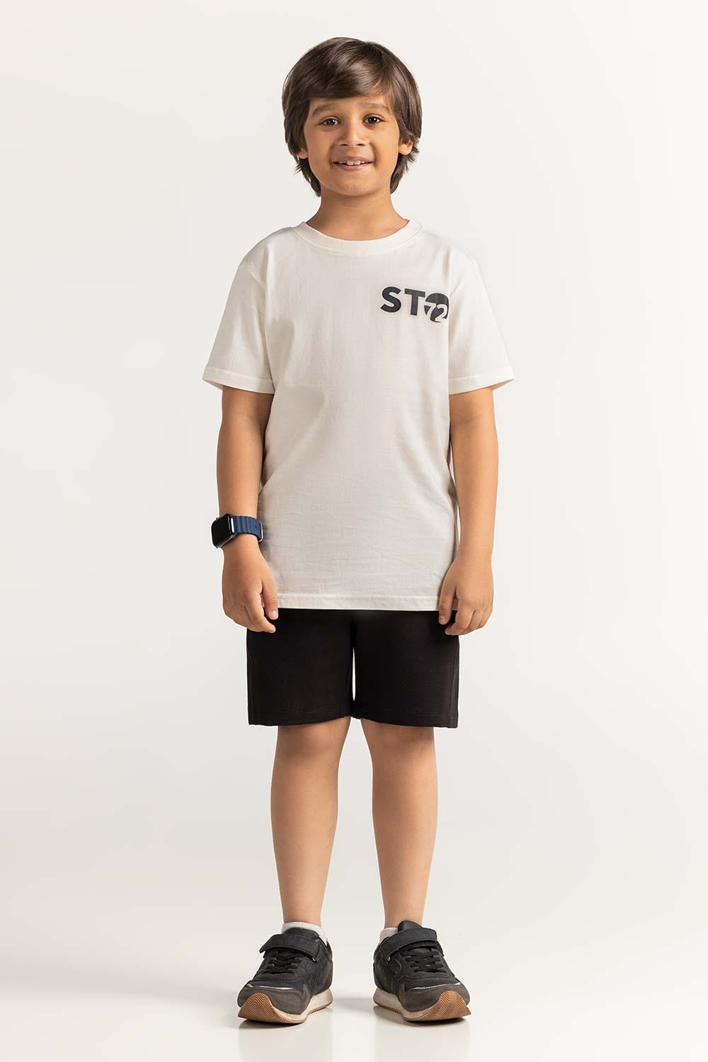 White Junior Boy Knit Printed Tee JB-TS-SS24-038